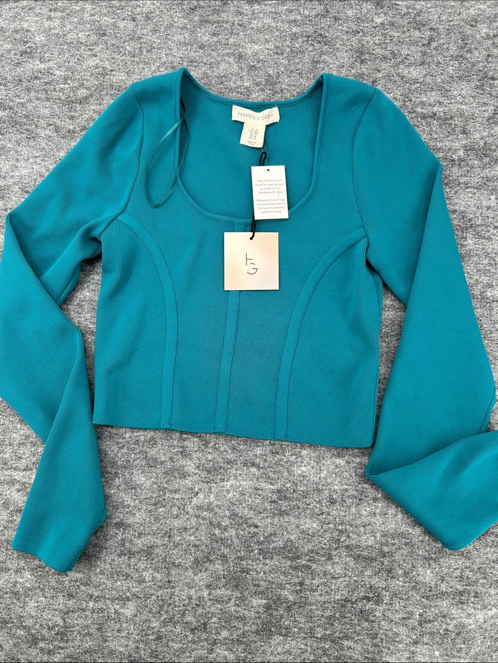 NWT Happily Grey Women’s Long Sleeve Top - Size Medium Teal